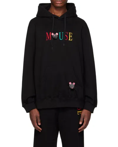 Doublet Motif-embroidered Cotton Hoodie In Black