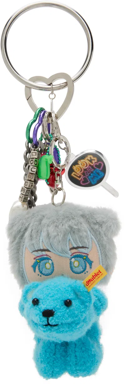 Doublet Multicolor 'oshi-nui' Keychain In Blue