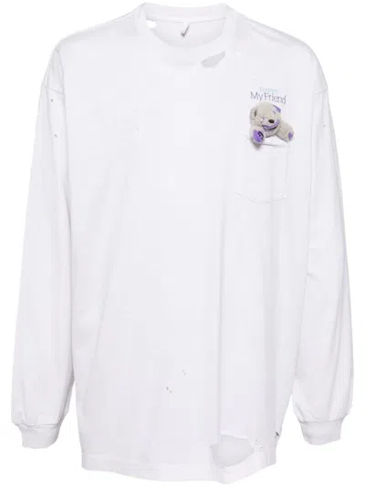 Doublet My Friend Distressed-effect T-shirt In White