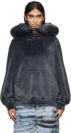 Doublet Navy Neck Pillow Hoodie In Navy