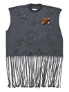 Doublet No Sleeve Fringed T-shirt In Gray
