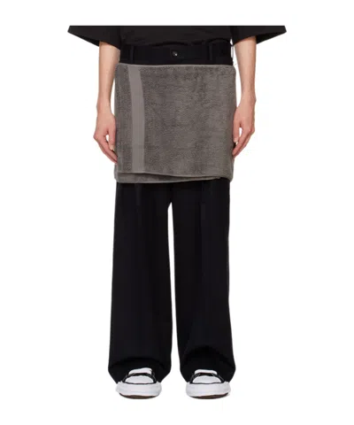 Doublet Onsen Towel Felted-finish Trousers In Black