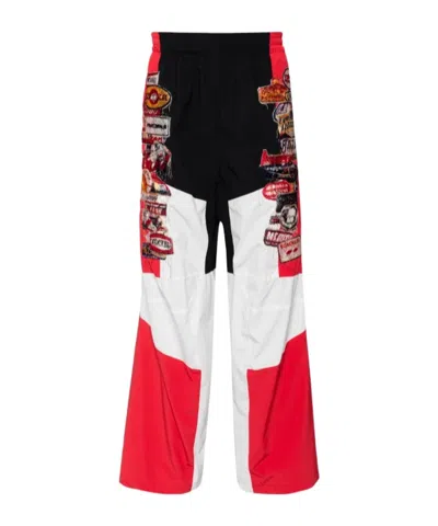 Doublet Patchwork Design Sweatpants In Red