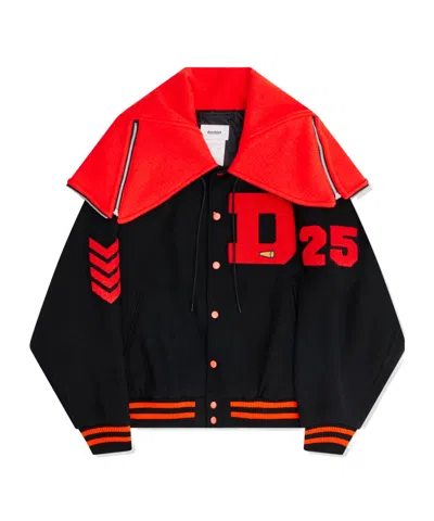 Doublet Petal Mouth Hood Baseball Jacket In Black