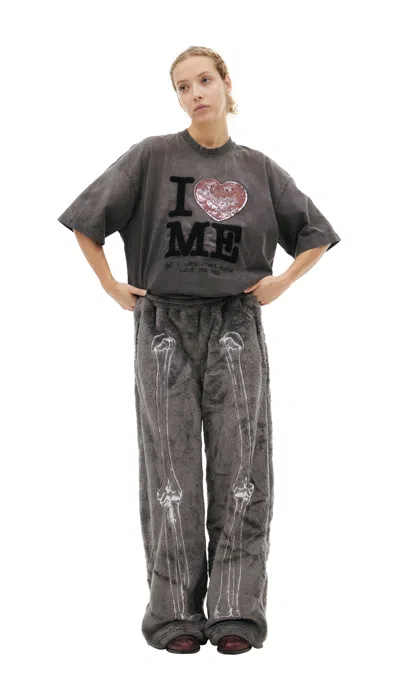 Doublet Plush Embroidered Trousers In Gray