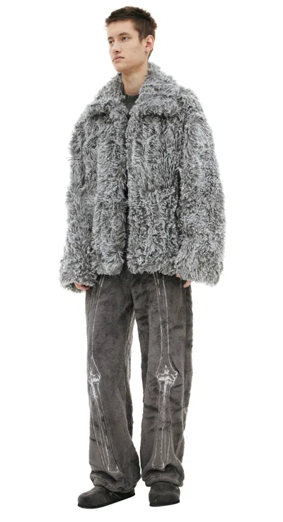 Doublet Plush Jacket With Teeth In Gray