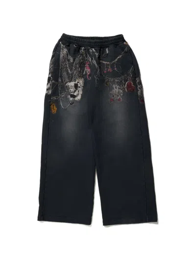 Doublet Printed Drawstring Trousers In Black