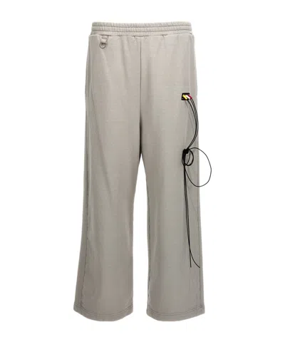 Doublet Rca Cable-embroidered Cotton Track Pants In Neutral