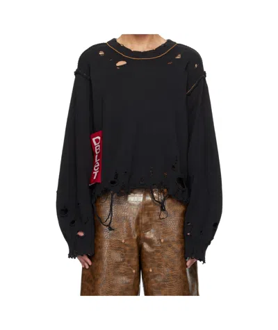 Doublet Recycle Denim Yarn Sweater In Black