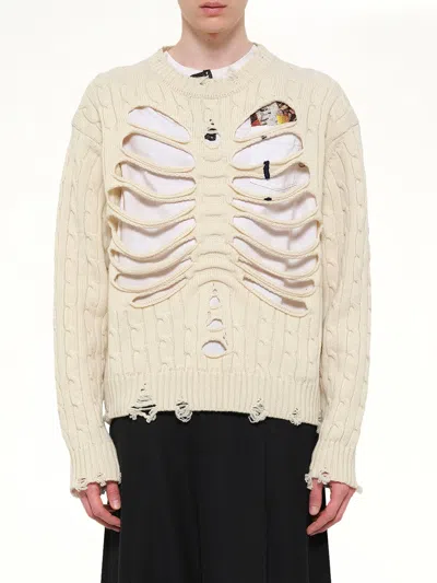 Doublet Rib Cage Cable Knit Pullover In Neutral