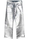 Doublet Coated Belt Loop Jeans In Silver