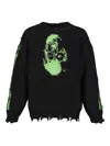 Doublet Skull-embellished Frayed-edges Sweater In Black