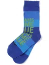 Doublet Slogan-print Striped Socks In Blue