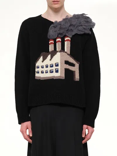 Doublet Smoking Factory Intarsia Knit Pullover In Black
