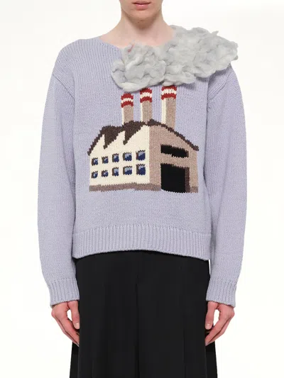 Doublet Smoking Factory Intarsia Knit Pullover In Blue
