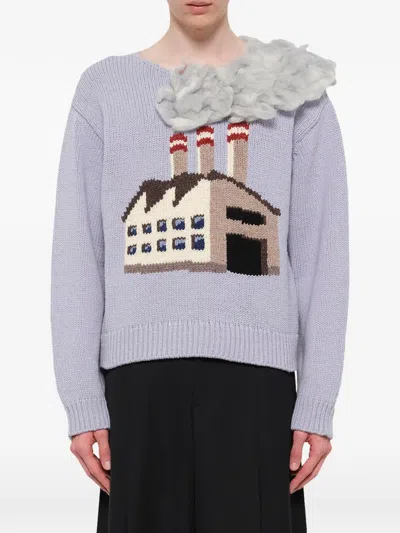 Doublet Smoking Factory Intarsia Knit Pullover In Blue