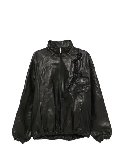 Doublet Sneaker-patch Leather Jacket In Black