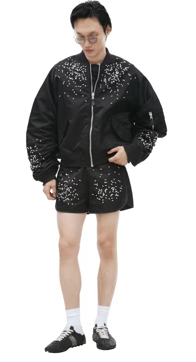 Doublet Spilled Rice Bomber Jacket In Black