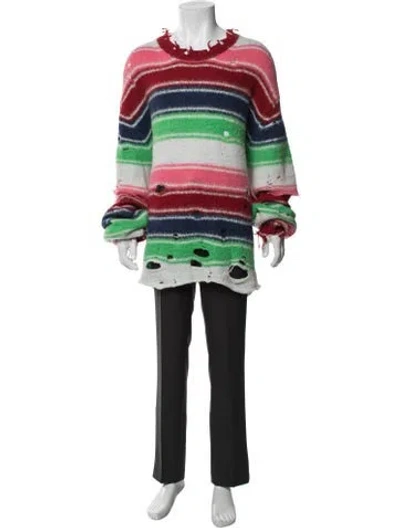 Pre-owned Doublet Striped Crew Neck Pullover In Red