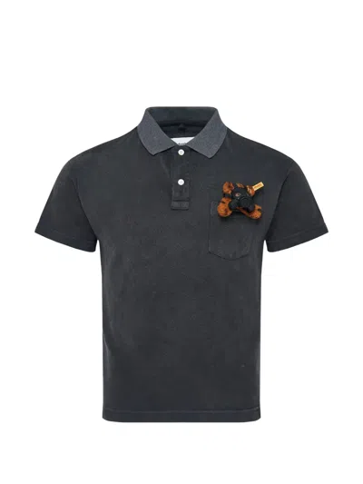 Doublet Teddy-bear Patch Polo Shirt In Black