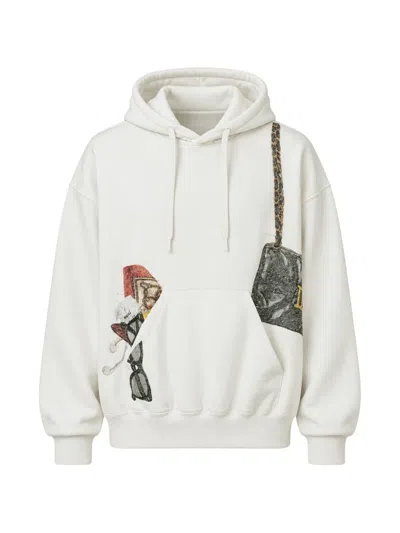 Doublet Trompe L'oeil Embroidered Hoodie In White
