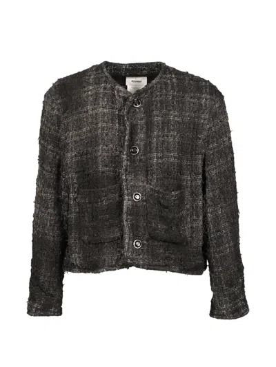 Doublet Tweed Frayed Jacket In Black