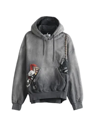 Doublet Twister Faded Patch-detail Hoodie In Gray