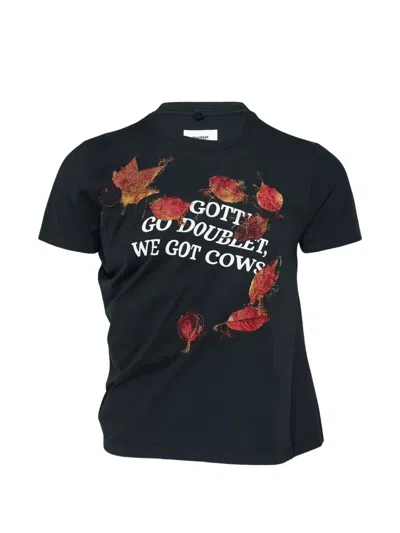 Doublet Twister Leaf-embroidered T-shirt In Black