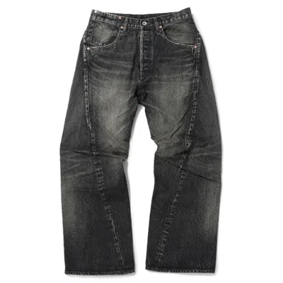 Doublet Used Finish Denim Pants In Burgundy