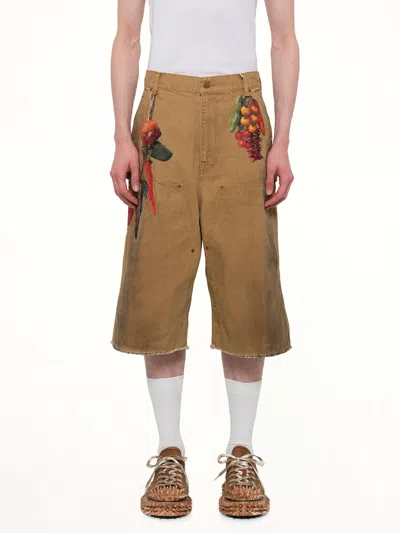 Doublet Vegetable Embroidery Cut-off Pants In Sand