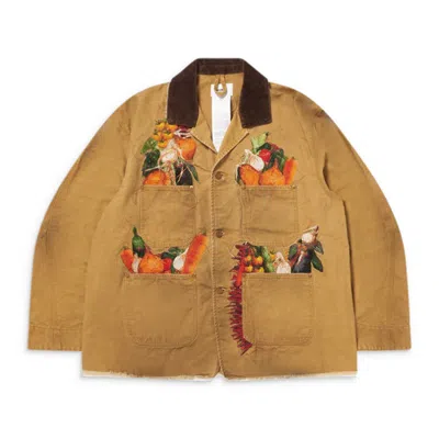 Doublet Vegetable Embroidery Work Jacket Beige In Brown
