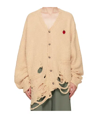 Doublet Beige Zombie Silhouette Knit Cardigan