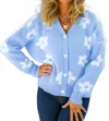 Doublju Flower Pattern Sweater In Blue In Blue