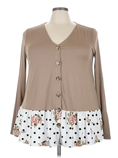 Pre-owned Doublju Long Sleeve Blouse In Brown