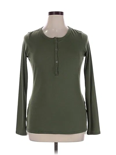 Pre-owned Doublju Long Sleeve Henley Shirt In Green