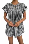 Doublju Plaid Ruffle Top In Black In Multi