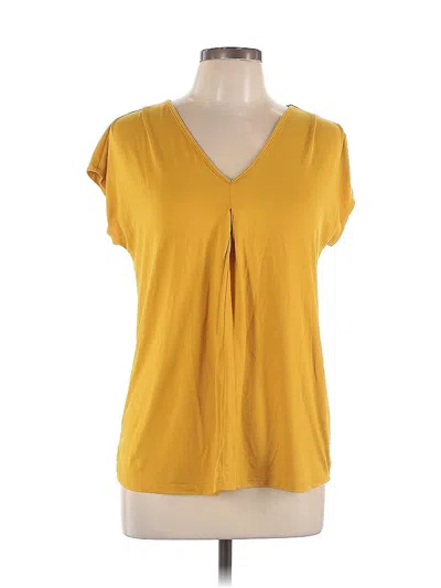 Pre-owned Doublju Short Sleeve Top Yellow V Neck Tops
