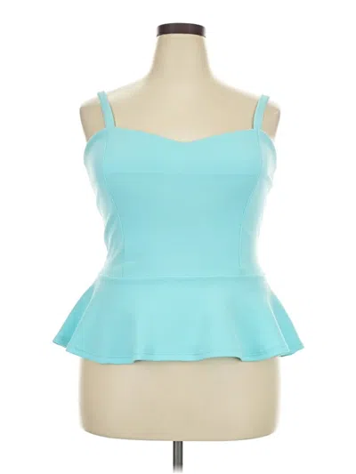 Pre-owned Doublju Tank Top Teal Strapless Neckline Tops In Blue