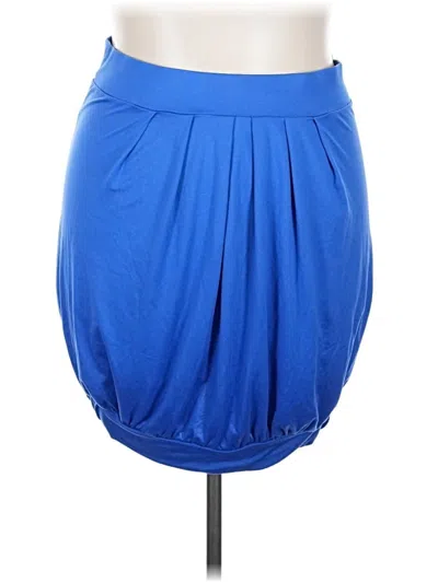 Pre-owned Doublju Tube Top Blue Solid Pattern Strapless Neckline Tops