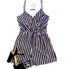Doublju Women's Bev Striped Romper In Black/white