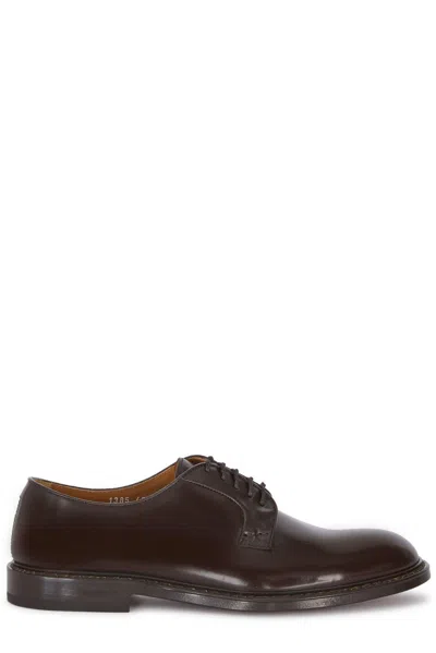 Doucal's Almond Toe Lace-up Derby Shoes In Marrone