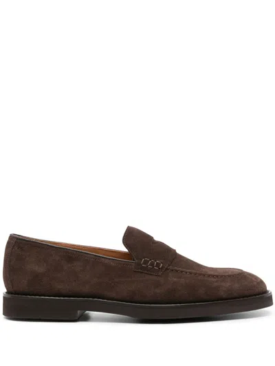 Doucal's Almond-toe Suede Loafers In Brown