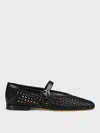 Doucal's Black Leather Ballet Flat With Strap In Black