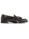 Doucal's Black Slip-on Loafers With Tassel Detail In Black