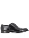 Doucal's Blue Oxford Shoes In Brushed Leather With Toe Cap In Black