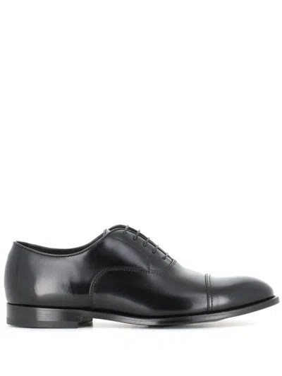 DOUCAL'S BLACK LEATHER LACE UP SHOES