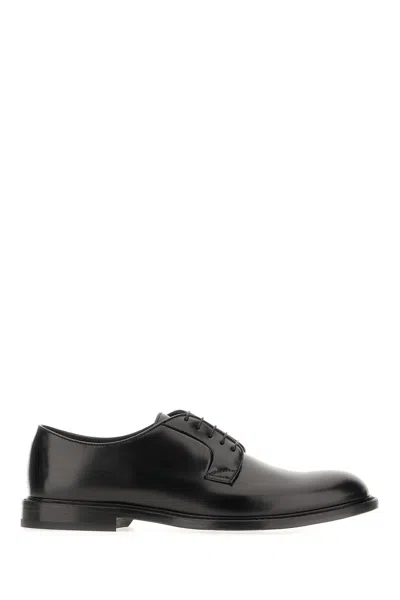 DOUCAL'S BLACK LEATHER LACE-UP SHOES
