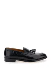 Doucal's Black Slip-on Loafers With Tassel Detail In Smooth Leather Man In Black