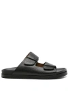 Doucal's Suede Double Strap Sandals In Black