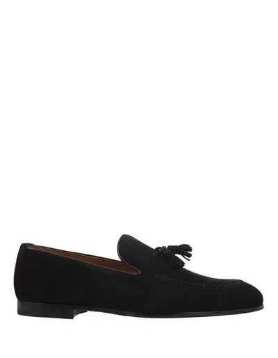 Doucal's Black Suede Loafers With Tassels